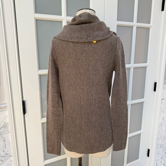 Vince Beige Camel Oversized Draped Cowl Neck Wool Off-Shoulder Sweater XS - Picture 3 of 7